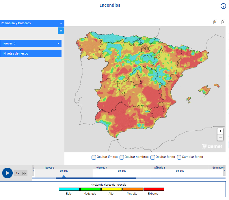 mapa de riesgo de incendios