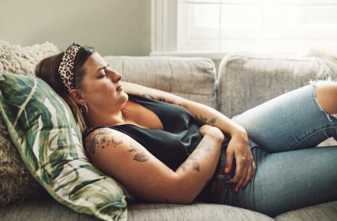 Woman with dysmenorrhoea