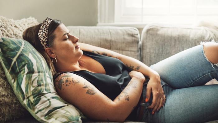 Woman with dysmenorrhoea